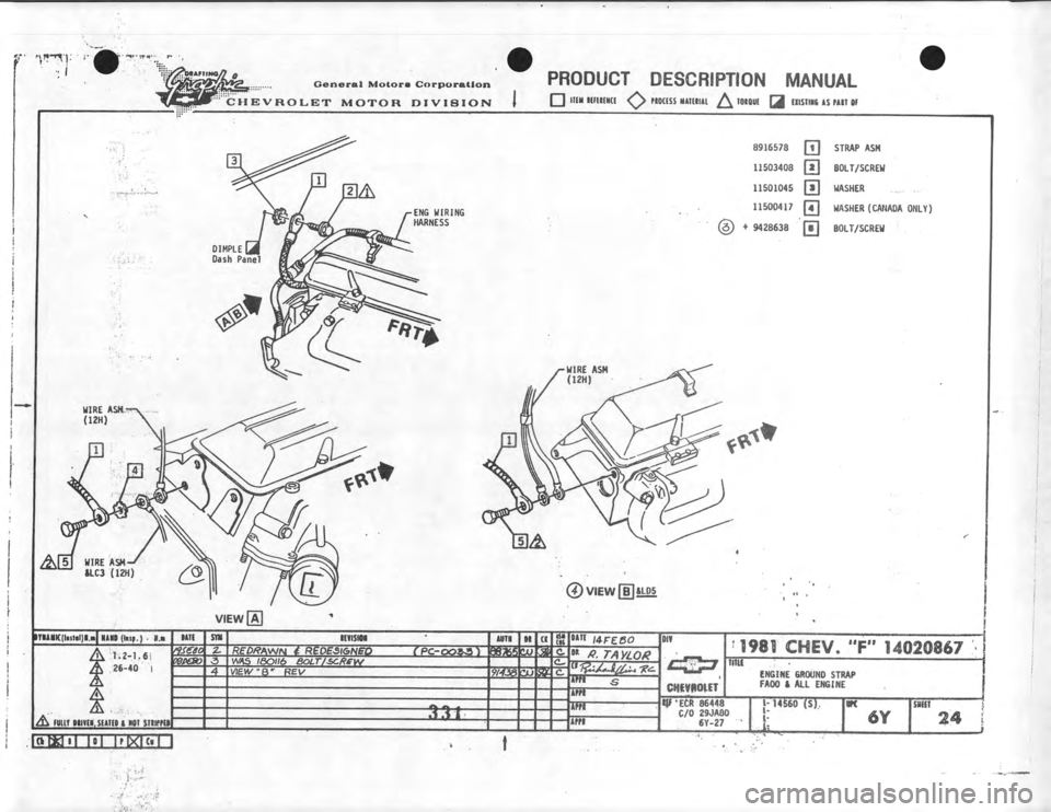 CHEVROLET CAMARO 1981  Assembly Manual 