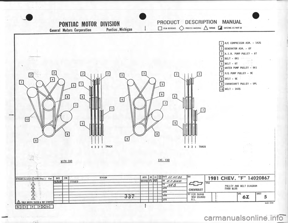 CHEVROLET CAMARO 1981  Assembly Manual 