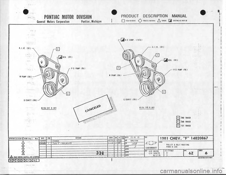 CHEVROLET CAMARO 1981  Assembly Manual 