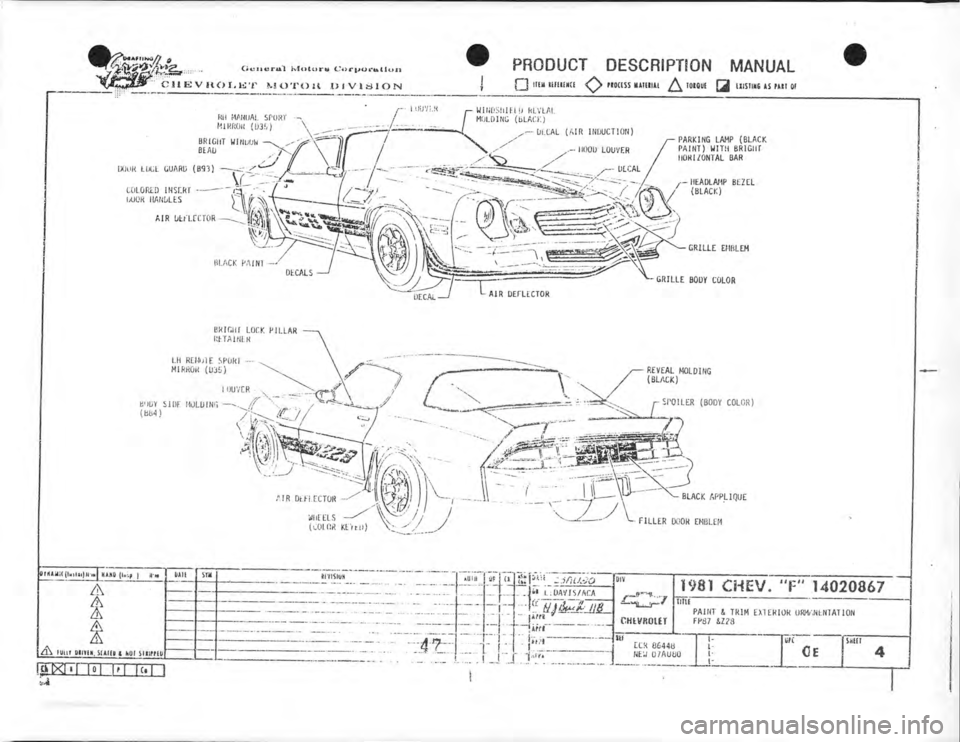 CHEVROLET CAMARO 1981  Assembly Manual 
