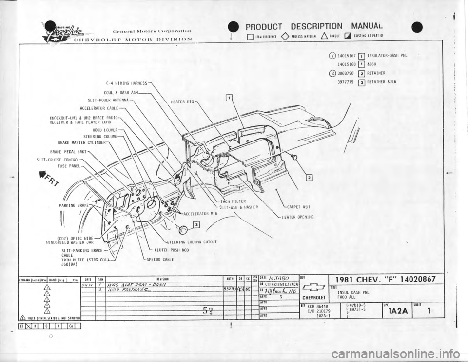 CHEVROLET CAMARO 1981  Assembly Manual 