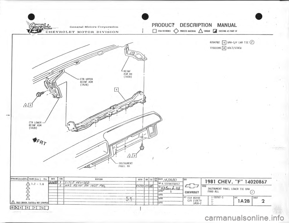 CHEVROLET CAMARO 1981  Assembly Manual 