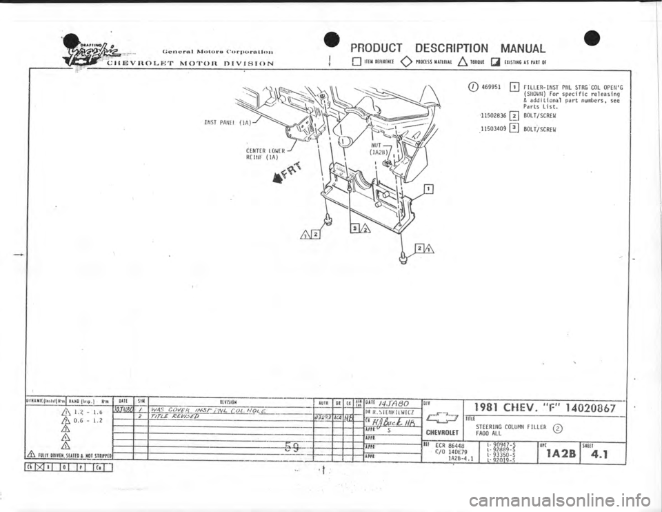 CHEVROLET CAMARO 1981  Assembly Manual 