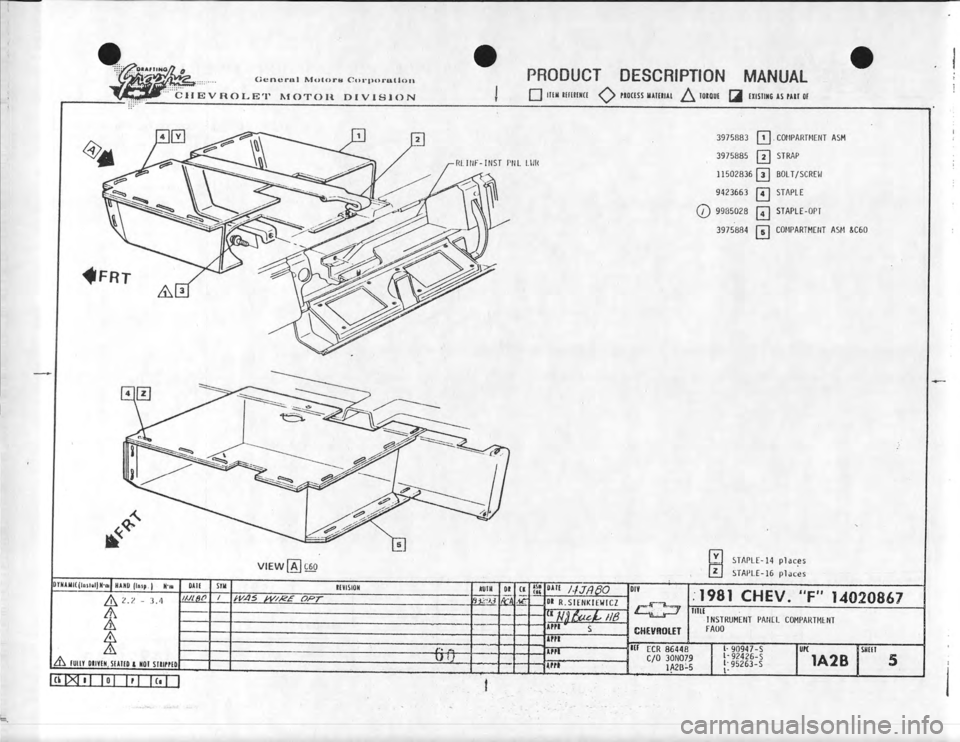 CHEVROLET CAMARO 1981  Assembly Manual 