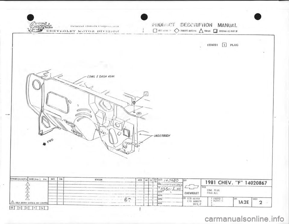 CHEVROLET CAMARO 1981  Assembly Manual 