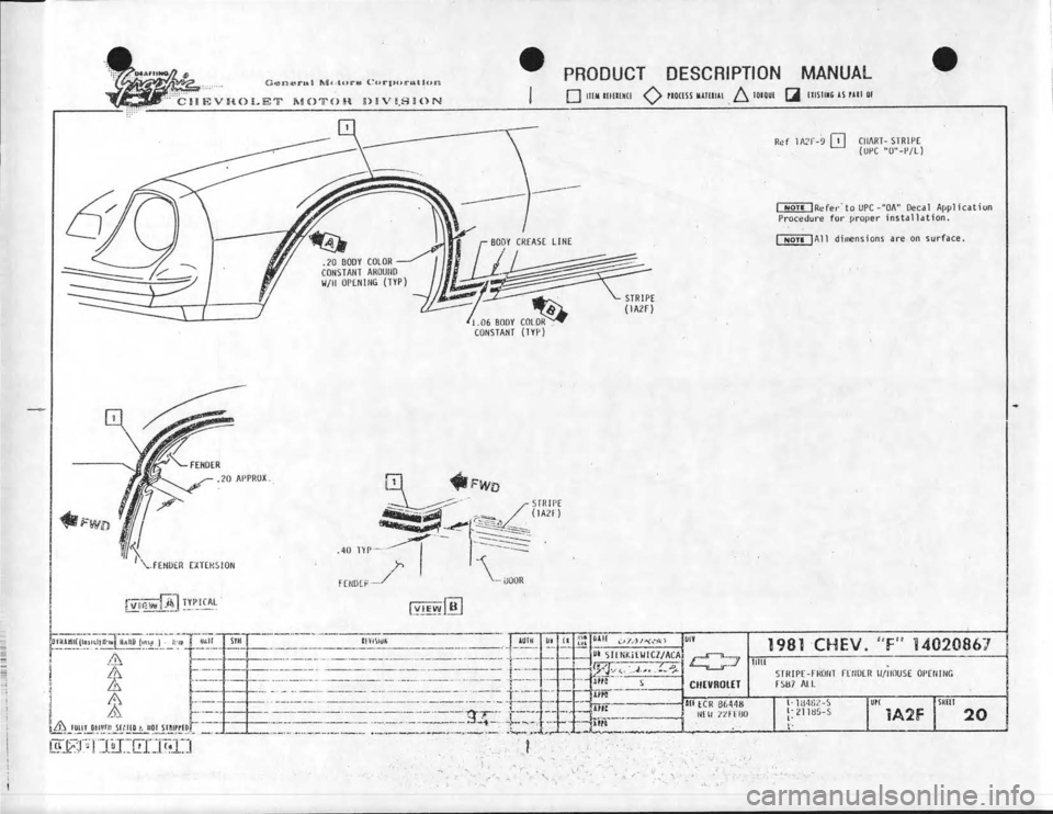 CHEVROLET CAMARO 1981  Assembly Manual 