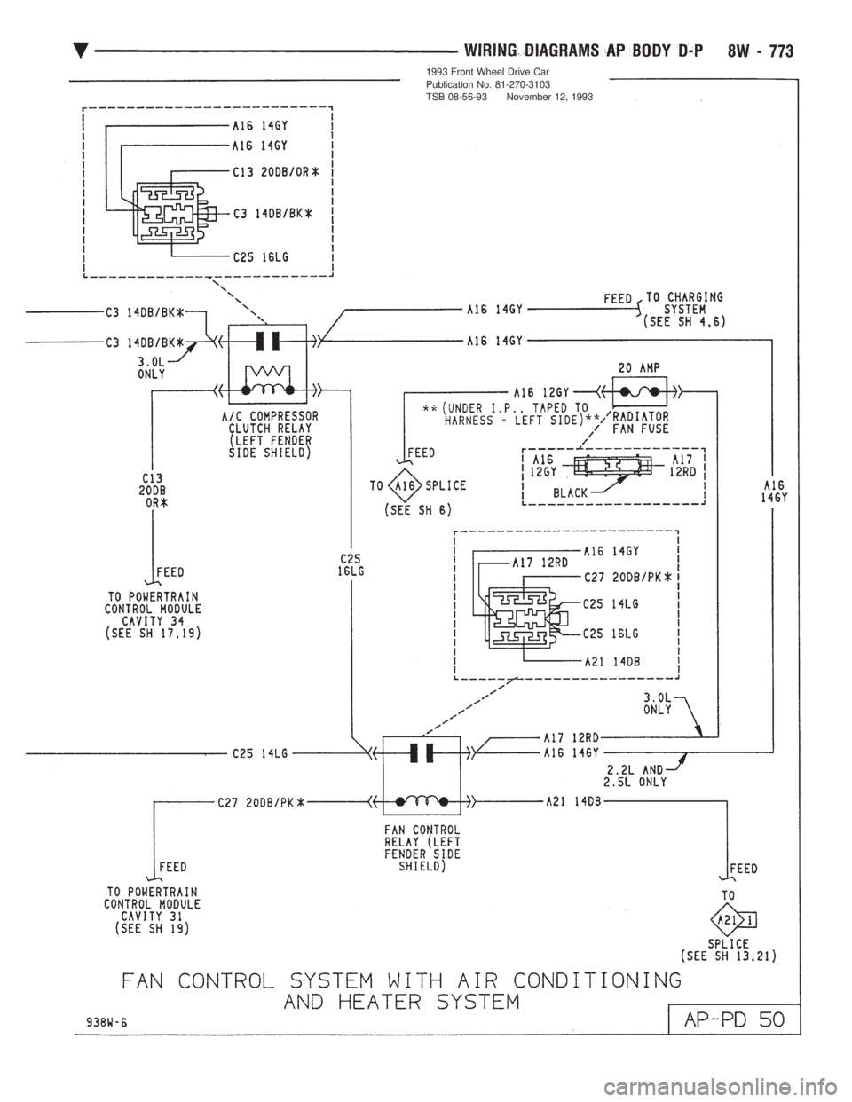CHEVROLET DYNASTY 1993  Service Manual 1993 Front Wheel Drive Car 
Publication No. 81-270-3103
TSB 08-56-93 November 12, 1993 