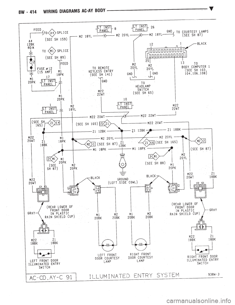 CHEVROLET PLYMOUTH ACCLAIM 1993  Service Manual 