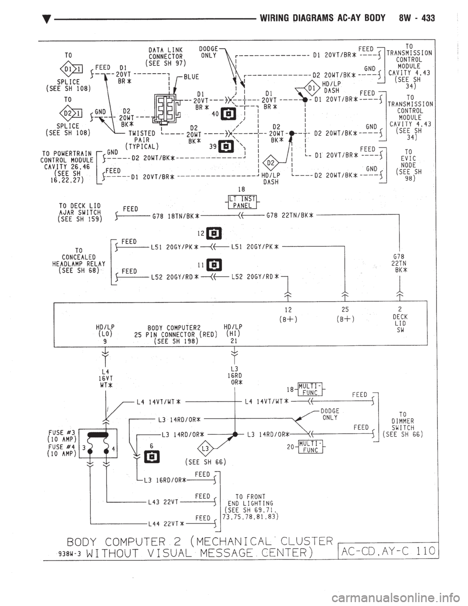 CHEVROLET PLYMOUTH ACCLAIM 1993  Service Manual 