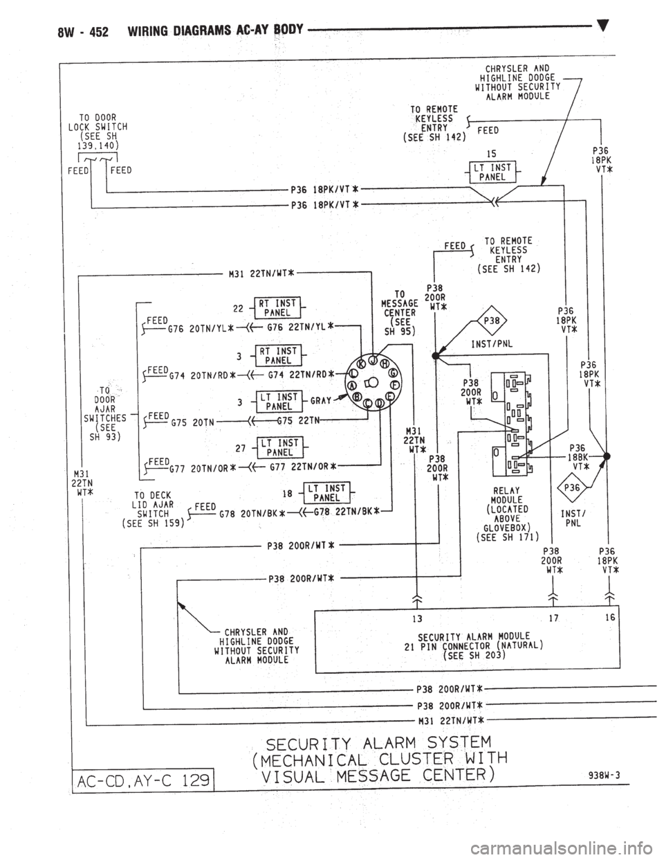 CHEVROLET PLYMOUTH ACCLAIM 1993  Service Manual 