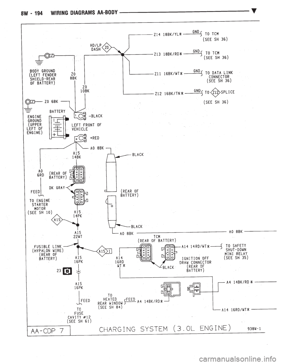 CHEVROLET PLYMOUTH ACCLAIM 1993  Service Manual 