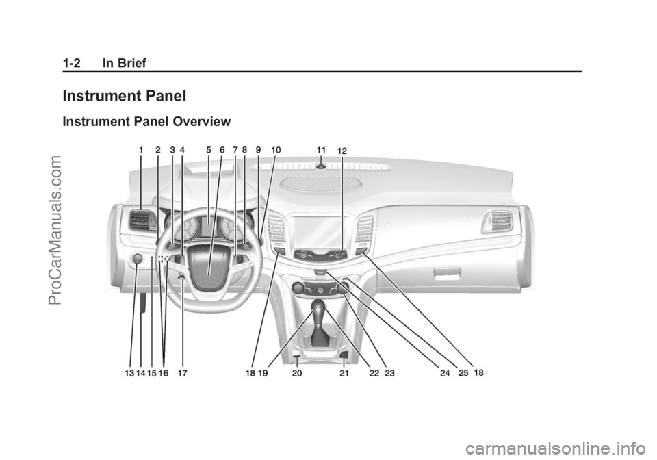 CHEVROLET SS 2014  Owners Manual Black plate (2,1)Chevrolet SS Sedan Owner Manual (GMNA-Localizing-U.S.-6014851) - 2014 -
1st Edition - 8/22/13
1-2 In Brief
Instrument Panel
Instrument Panel Overview
ProCarManuals.com 