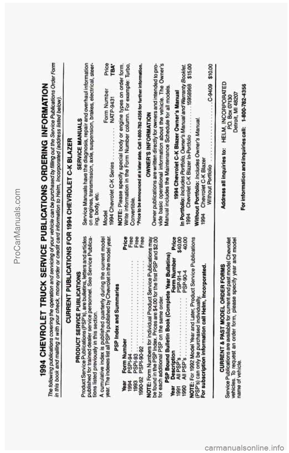 CHEVROLET SUBURBAN 1994  Owners Manual ProCarManuals.com 