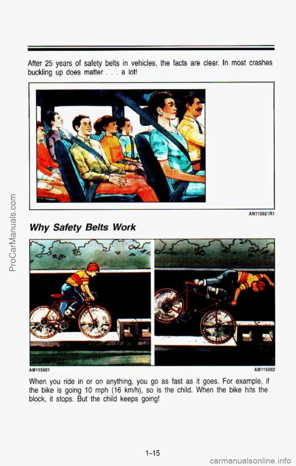 CHEVROLET SUBURBAN 1993  Owners Manual After 25 years of safety belts in vehicles, the facts are clear. In most crashes 
buckling up does matter . . . a lot! 
I 
I AN110021R1 
Why  Safety  Belts Work 
AM115001 AMllbUd2 
When you ride in or