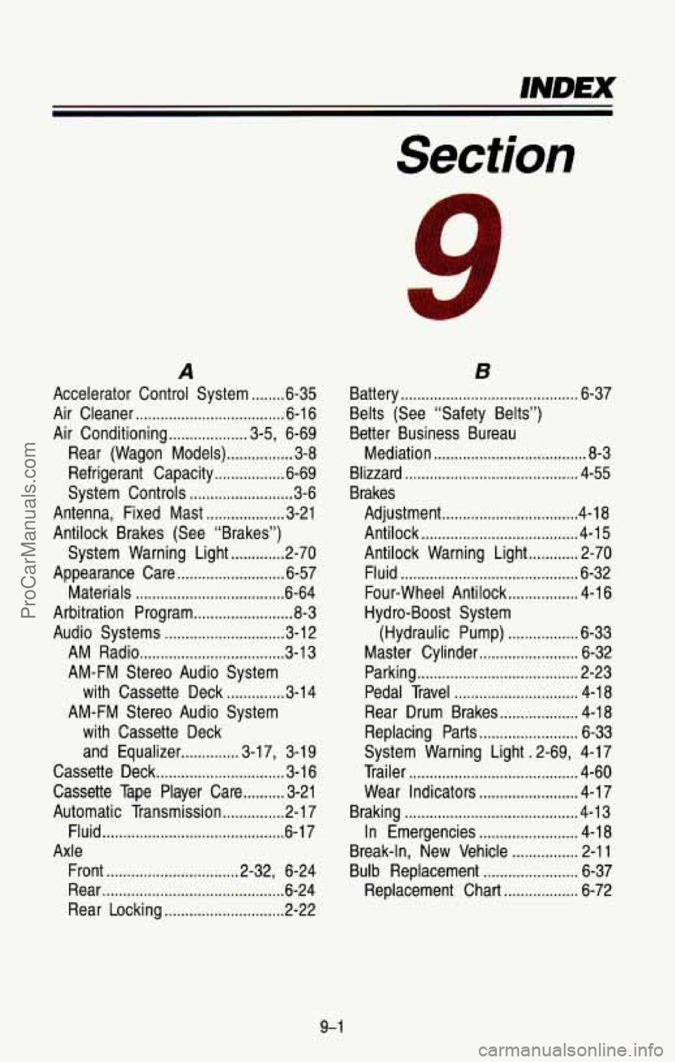 CHEVROLET SUBURBAN 1993 Owners Manual Section
A
Accelerator Control System ........ 6-35
Air Cleaner
.................................... 6-1 6
Air Conditioning
................... 3.5. 6-69
Rear (Wagon Models)
............. CHEVROLET SUBURBAN 1993 Owners Manual Section
A
Accelerator Control System ........ 6-35
Air Cleaner
.................................... 6-1 6
Air Conditioning
................... 3.5. 6-69
Rear (Wagon Models)
.............