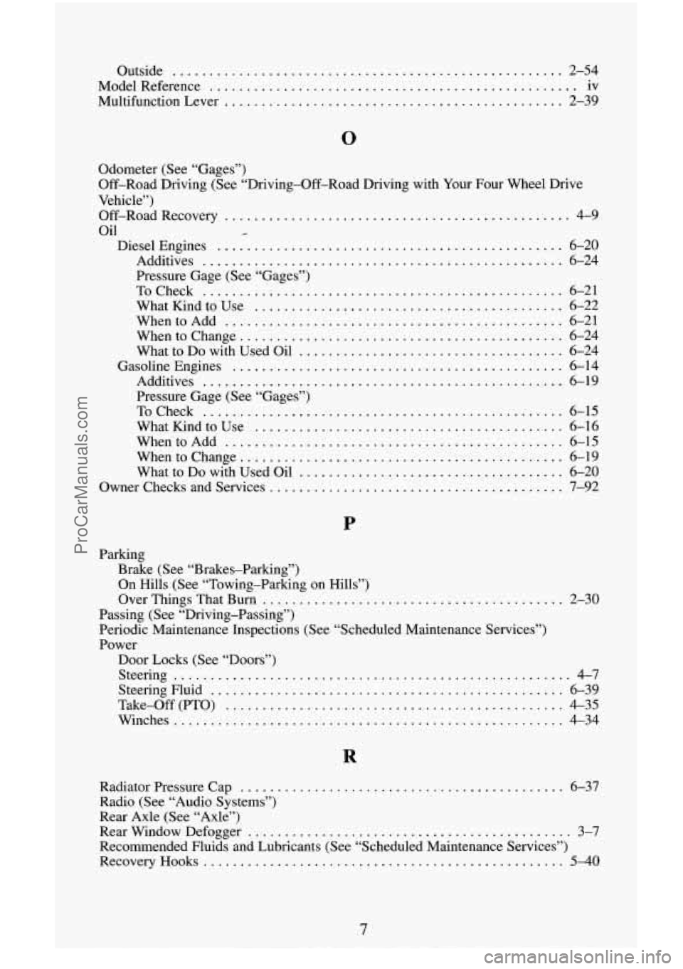 CHEVROLET SUBURBAN 1995  Owners Manual Outside ..................................................... 2-54 
ModelReference 
.................................................. iv 
Multifunction Lever 
........................................