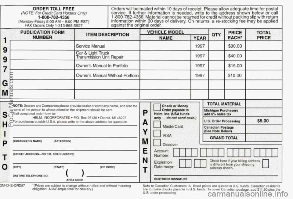 CHEVROLET SUBURBAN 1997  Owners Manual 1 
ProCarManuals.com 