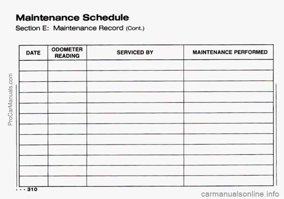 CHEVROLET TRACKER 1993  Owners Manual Maintenance  Schedule 
Section E: Maintenance Record (Cont.) 
ProCarManuals.com 
