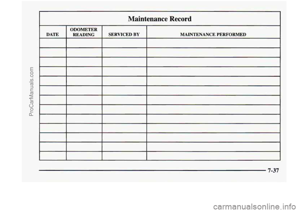 CHEVROLET VENTURE 1998  Owners Manual Maintenance  Record 
7-37 
ProCarManuals.com 