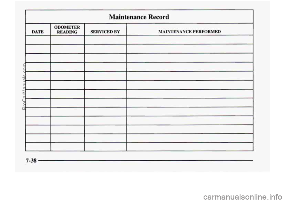 CHEVROLET VENTURE 1998  Owners Manual Maintenance  Record 
7-38 
ProCarManuals.com 