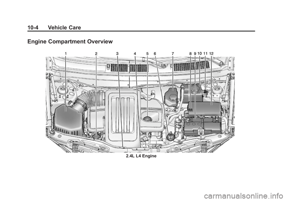 CHEVROLET CAPTIVA SPORT 2013  Owners Manual Black plate (4,1)Chevrolet Captiva Sport Owner Manual - 2013 - crc - 11/12/12
10-4 Vehicle Care
Engine Compartment Overview
2.4L L4 Engine 