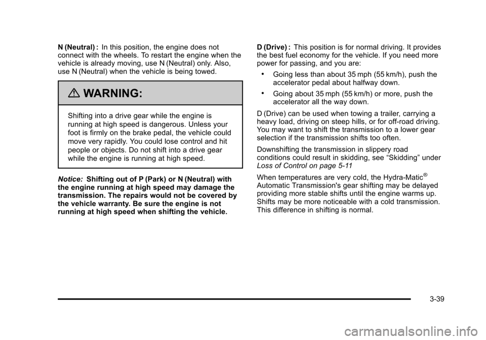 CHEVROLET AVALANCHE 2010 2.G Owners Manual 