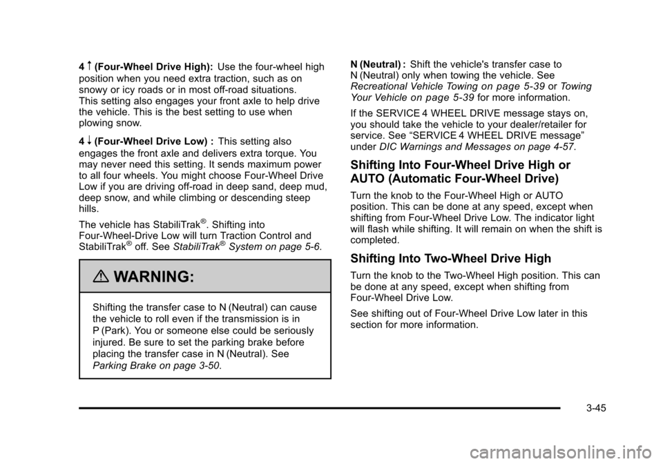 CHEVROLET AVALANCHE 2010 2.G Owners Manual 