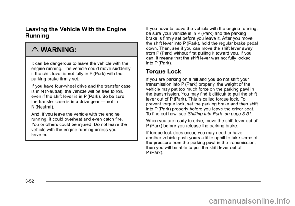 CHEVROLET AVALANCHE 2010 2.G Owners Manual 