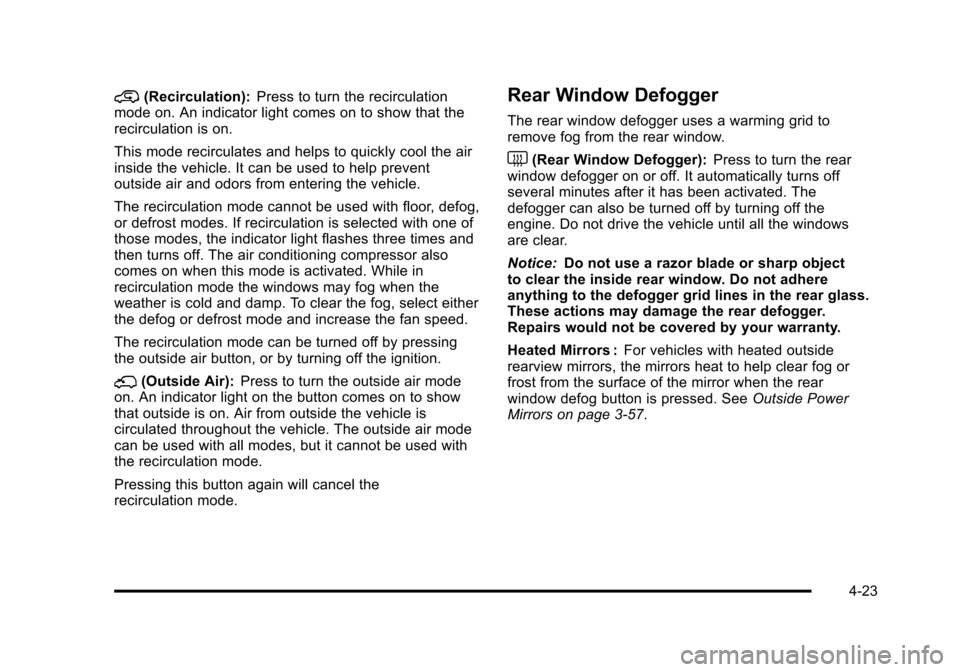 CHEVROLET AVALANCHE 2010 2.G Owners Manual 