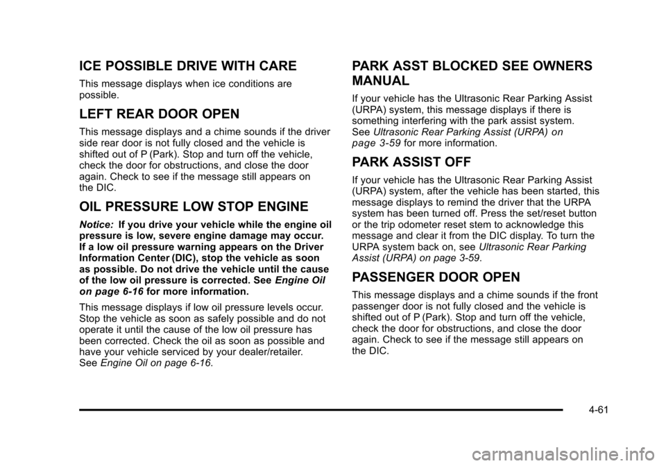 CHEVROLET AVALANCHE 2010 2.G Owners Manual 