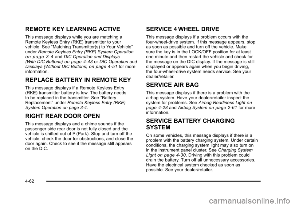 CHEVROLET AVALANCHE 2010 2.G Owners Manual 