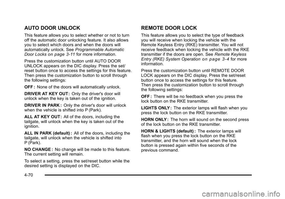 CHEVROLET AVALANCHE 2010 2.G Owners Manual 