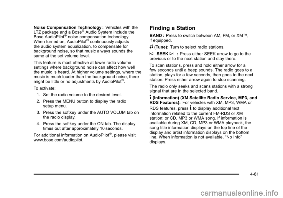 CHEVROLET AVALANCHE 2010 2.G Owners Manual 