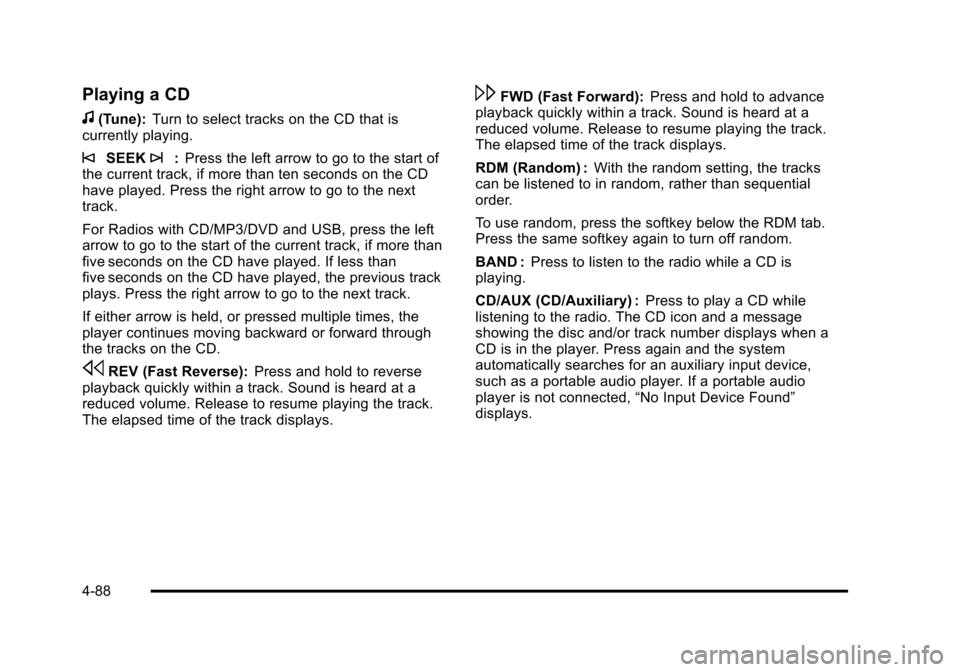 CHEVROLET AVALANCHE 2010 2.G Owners Manual 