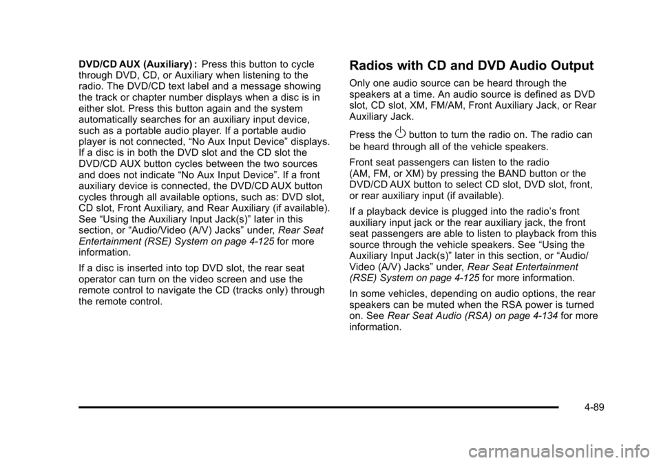 CHEVROLET AVALANCHE 2010 2.G Owners Manual 