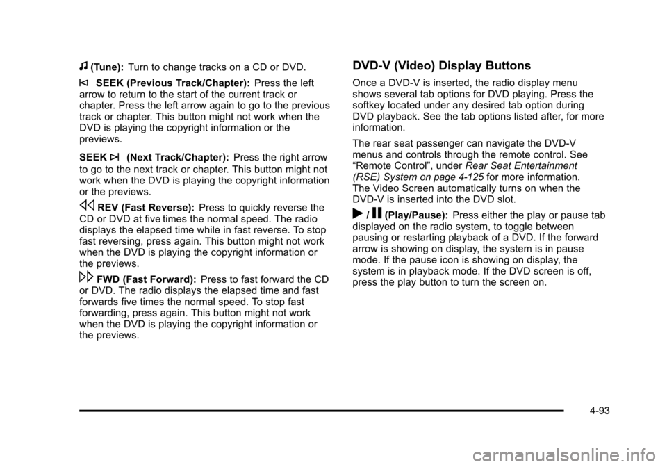 CHEVROLET AVALANCHE 2010 2.G Owners Manual 