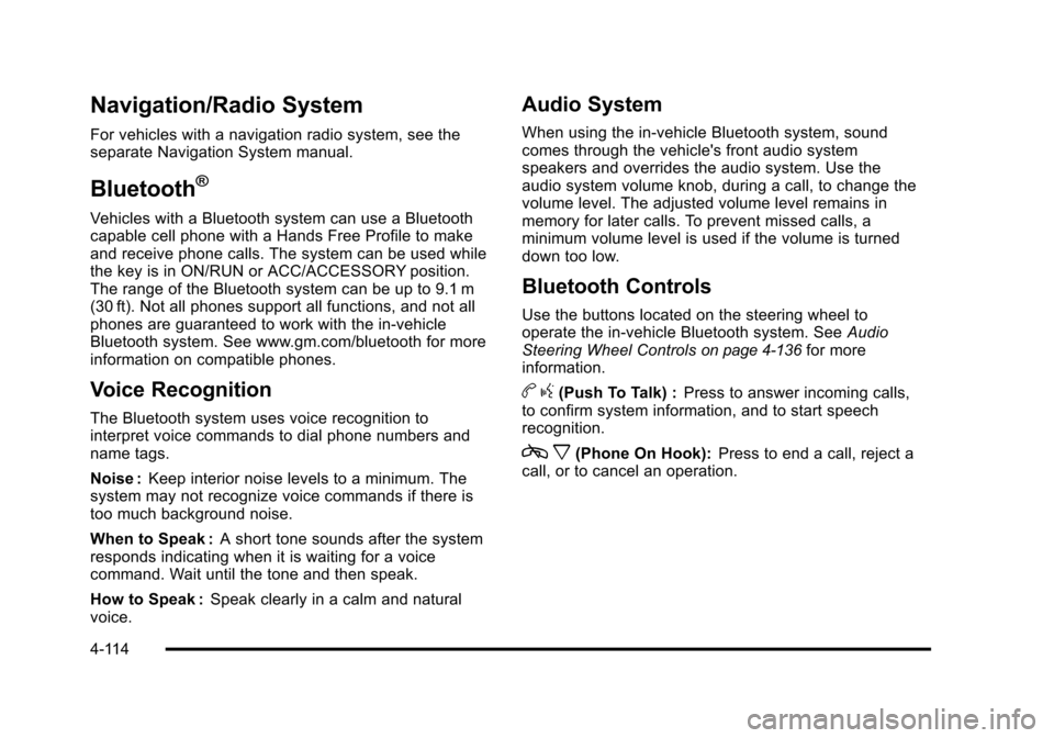 CHEVROLET AVALANCHE 2010 2.G Owners Manual 