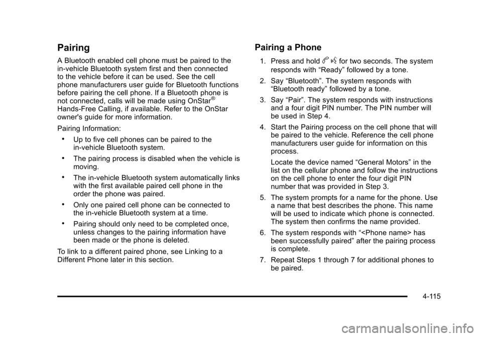 CHEVROLET AVALANCHE 2010 2.G Owners Manual 