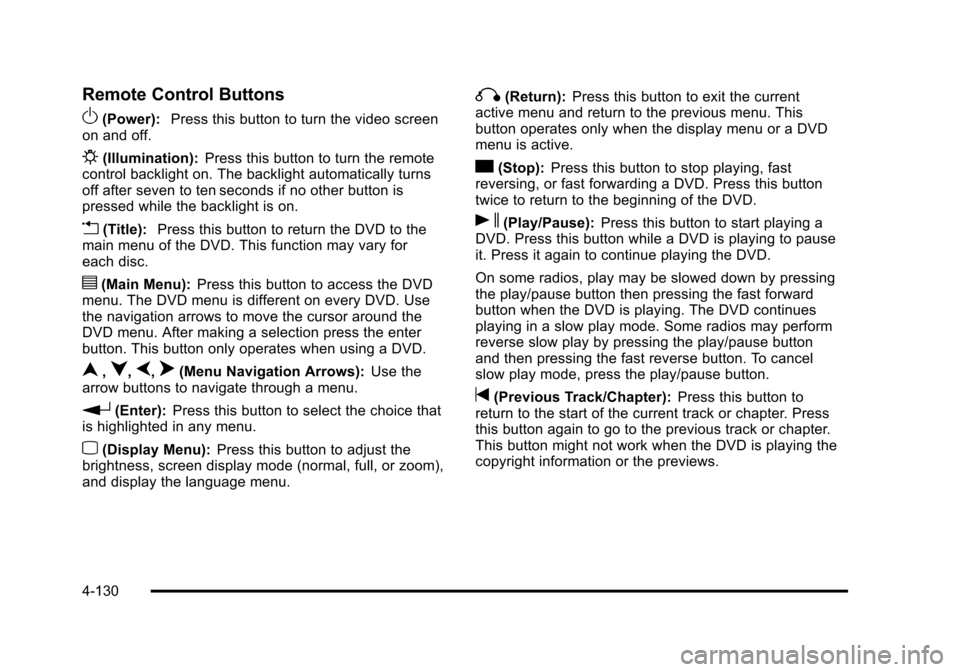 CHEVROLET AVALANCHE 2010 2.G Owners Manual 