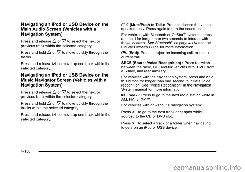 CHEVROLET AVALANCHE 2010 2.G Owners Manual 