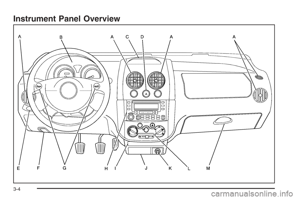CHEVROLET AVEO 2006 1.G Owners Manual Instrument Panel Overview
3-4 