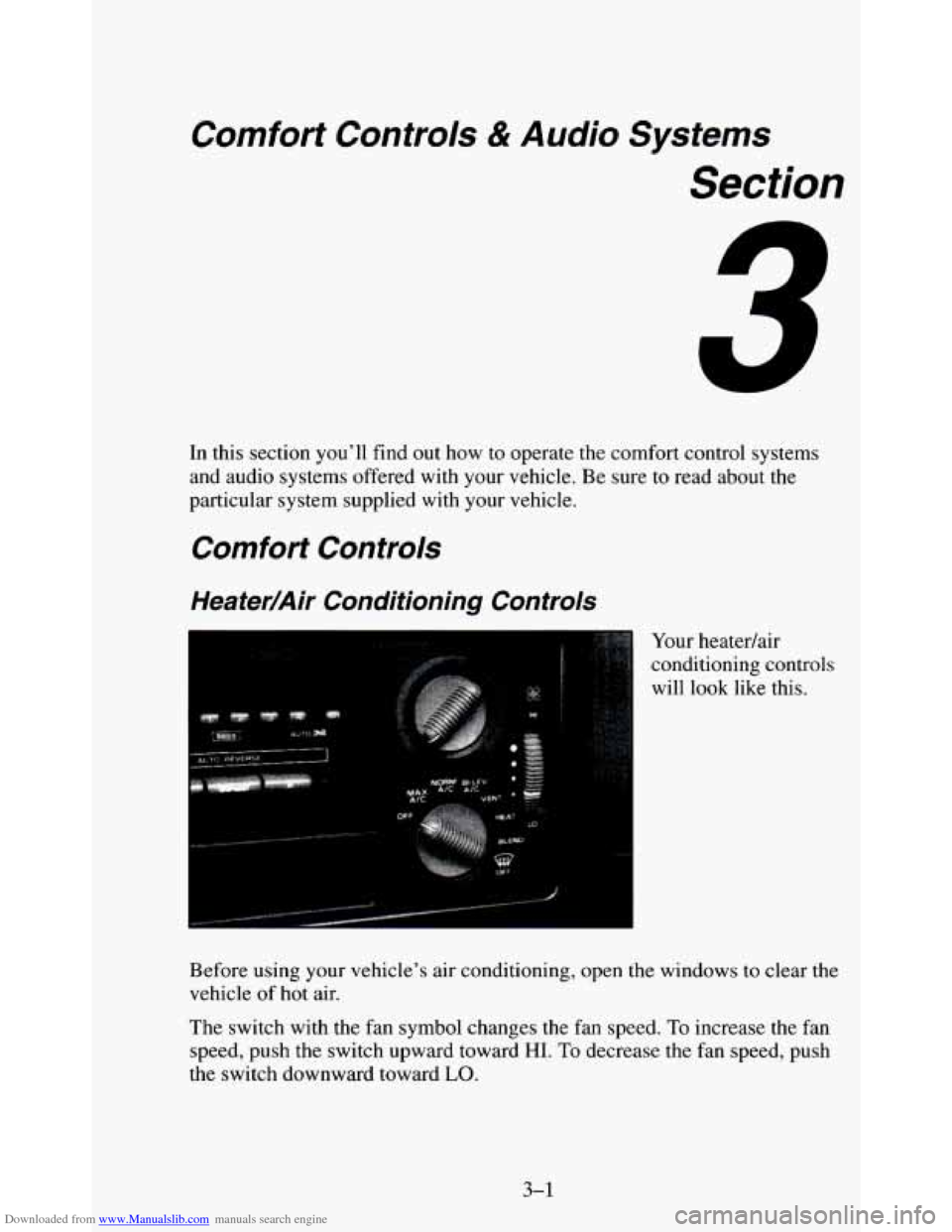CHEVROLET BLAZER 1995 2.G Owners Manual Downloaded from www.Manualslib.com manuals search engine Comfort  Controls & Audio Systems 
Section 
U 
In  this  section  youll  find out how  to  operate  the  comfort  control  systems 
and  audio