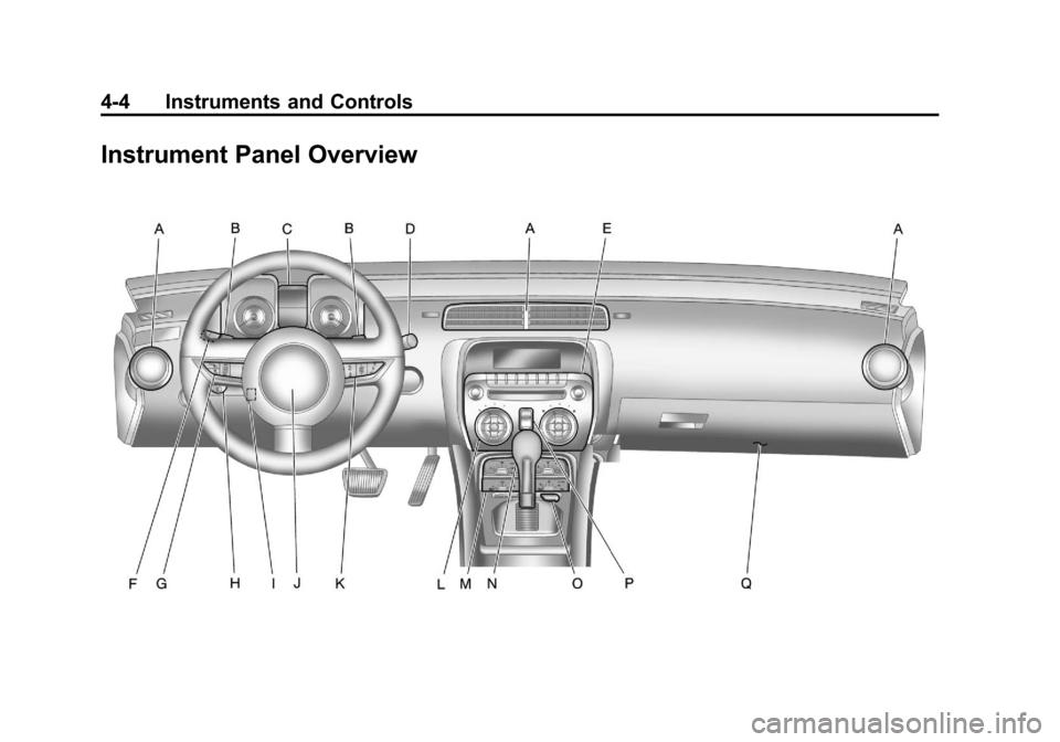 CHEVROLET CAMARO 2010 5.G Owners Manual Black plate (4,1)Chevrolet Camaro Owner Manual - 2010
4-4 Instruments and Controls
Instrument Panel Overview 