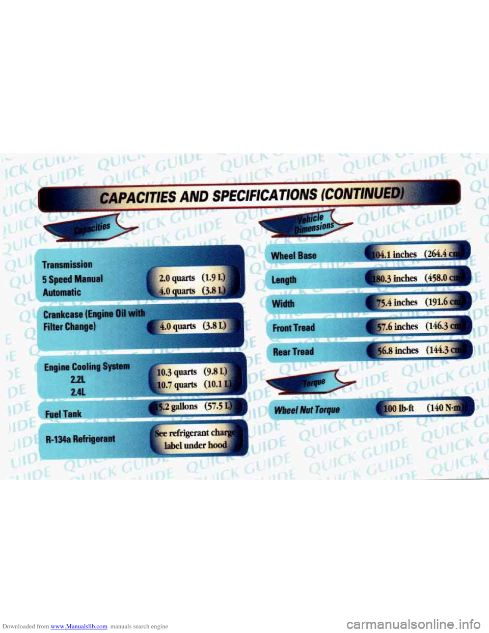 CHEVROLET CAVALIER 1998 3.G Owners Manual Downloaded from www.Manualslib.com manuals search engine   