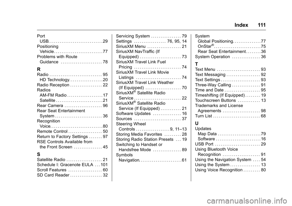 CHEVROLET CITY EXPRESS CARGO VAN 2016 1.G Infotainment Manual Chevrolet MyLink Infotainment System (GMNA-Localizing-U.S/Canada-
9085900) - 2016 - CRC - 8/10/15
Index 111
PortUSB. . . . . . . . . . . . . . . . . . . . . . . . . . . . . 29
Positioning Vehicle . . CHEVROLET CITY EXPRESS CARGO VAN 2016 1.G Infotainment Manual Chevrolet MyLink Infotainment System (GMNA-Localizing-U.S/Canada-
9085900) - 2016 - CRC - 8/10/15
Index 111
PortUSB. . . . . . . . . . . . . . . . . . . . . . . . . . . . . 29
Positioning Vehicle . .