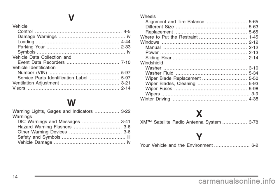 CHEVROLET COLORADO 2006 1.G Owners Manual V
Vehicle
Control........................................................ 4-5
Damage Warnings........................................... iv
Loading.....................................................