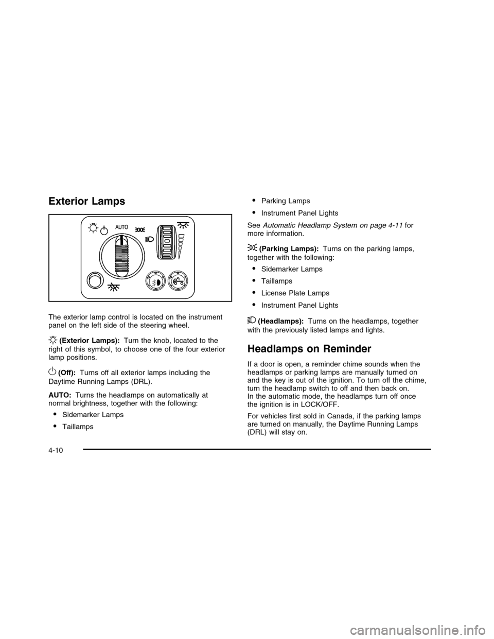 CHEVROLET COLORADO 2010 1.G Owners Manual 