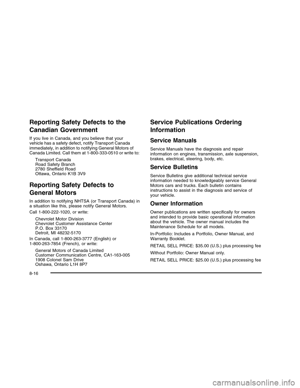 CHEVROLET COLORADO 2010 1.G Owners Manual 
