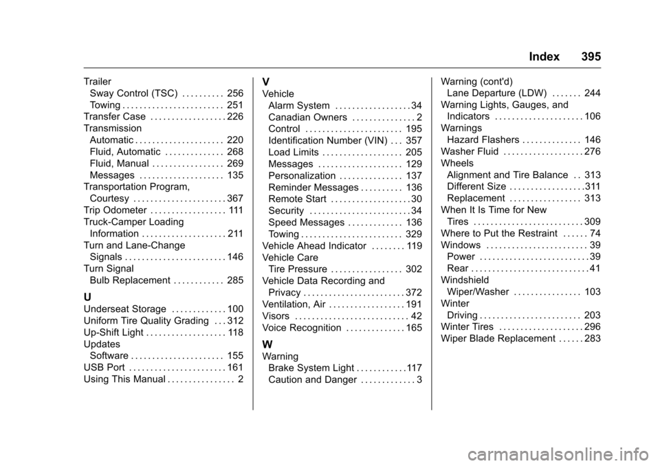 CHEVROLET COLORADO 2016 2.G Owners Manual Chevrolet Colorado Owner Manual (GMNA-Localizing-U.S/Canada/Mexico-
9159327) - 2016 - crc - 8/28/15
Index 395
TrailerSway Control (TSC) . . . . . . . . . . 256
Towing . . . . . . . . . . . . . . . . . CHEVROLET COLORADO 2016 2.G Owners Manual Chevrolet Colorado Owner Manual (GMNA-Localizing-U.S/Canada/Mexico-
9159327) - 2016 - crc - 8/28/15
Index 395
TrailerSway Control (TSC) . . . . . . . . . . 256
Towing . . . . . . . . . . . . . . . . .