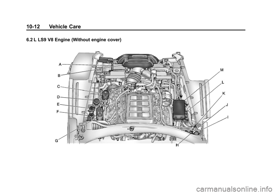 CHEVROLET CORVETTE 2012 6.G Owners Manual Black plate (12,1)Chevrolet Corvette Owner Manual - 2012
10-12 Vehicle Care
6.2 L LS9 V8 Engine (Without engine cover) 